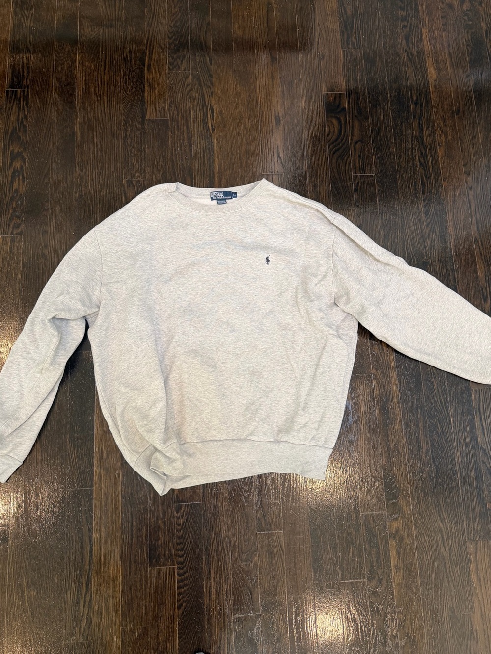 New Polo Ralph Lauren Light Gray Crewneck Sweater with Pony Logo